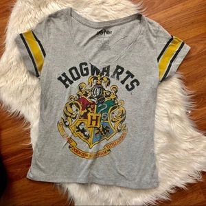 yellow+grey hogwarts-harry potter trendy t-shirt